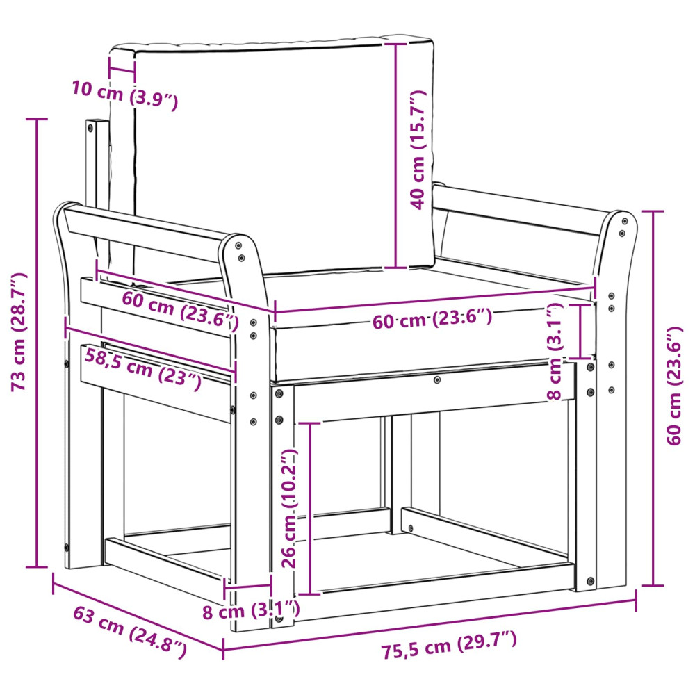 Produktbild för Utomhussoffa Massivt akaciaträ och polyester Naturfärg