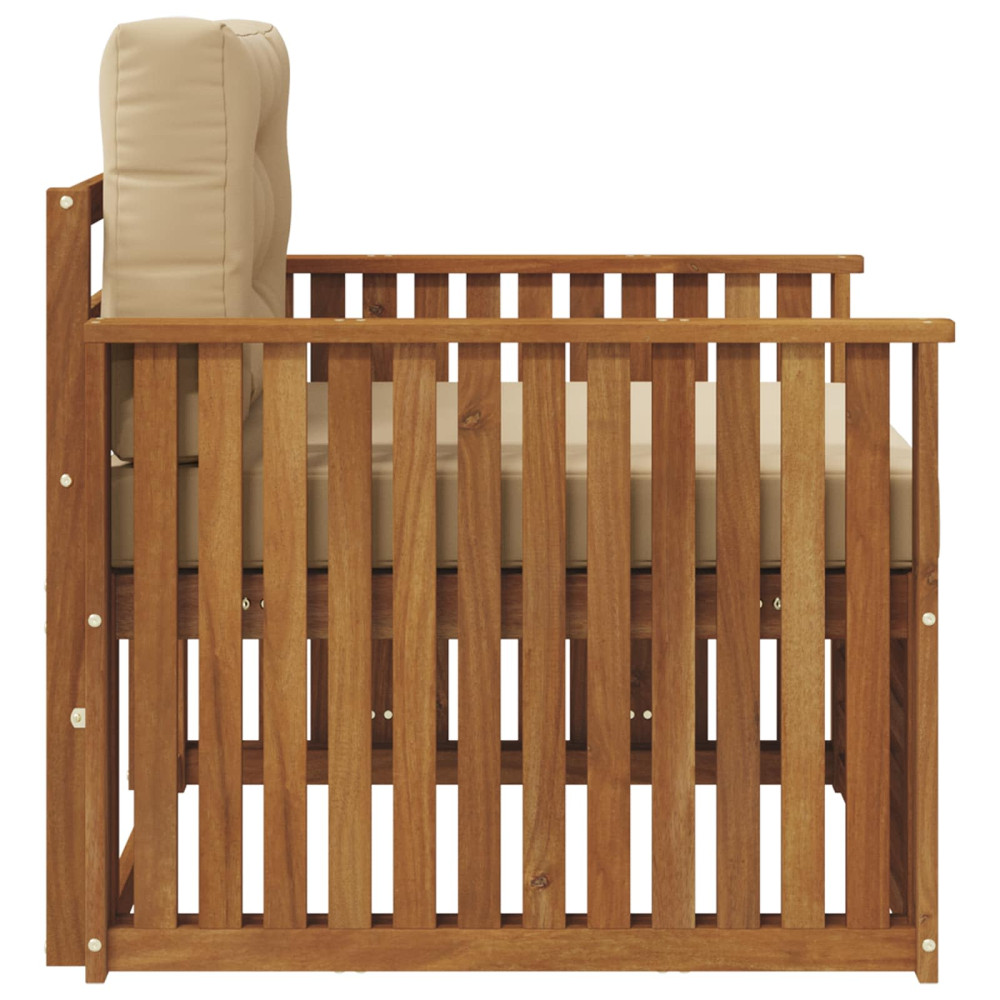 Produktbild för Utomhussoffa Massivt akaciaträ och polyester Naturlig och Beige