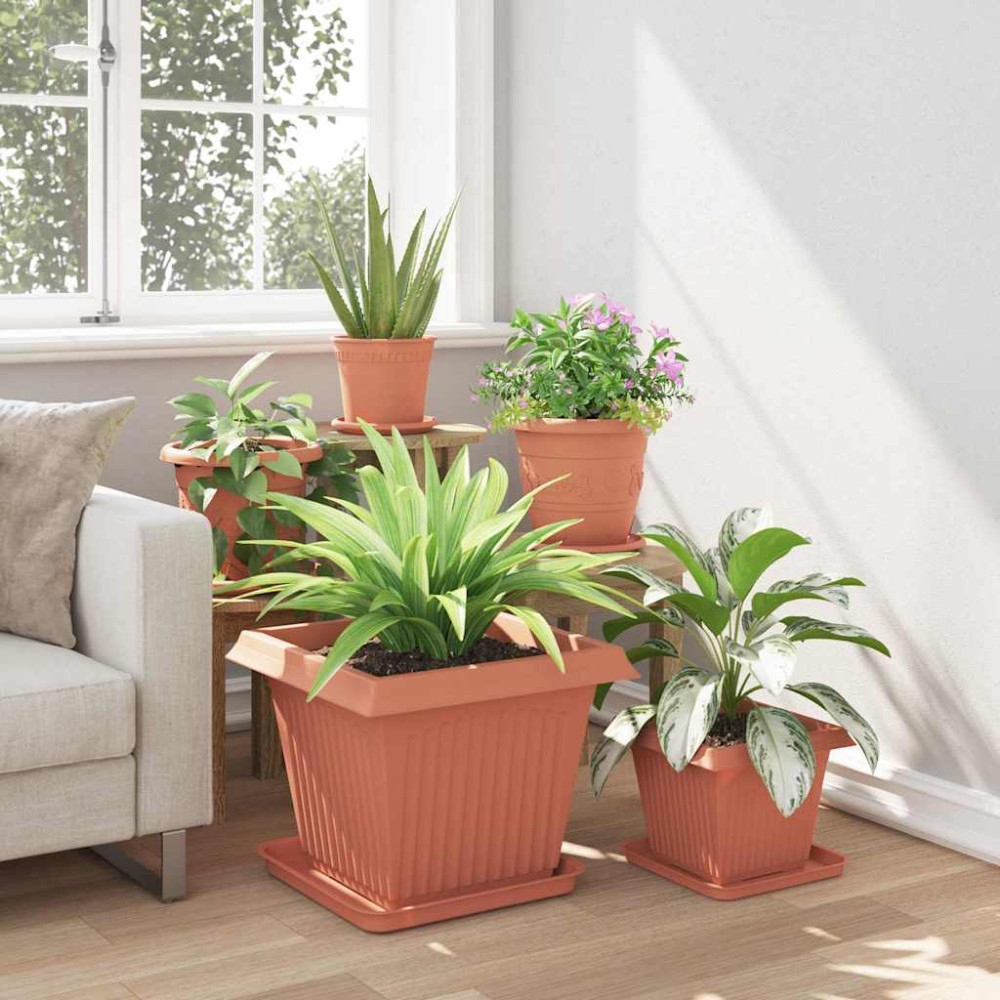 Produktbild för Kvadratisk Blomkruka 6 pcs Murgrön 43 x 43 x 33,5 cm Plast