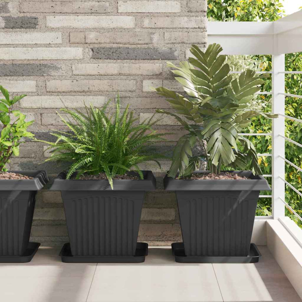 Produktbild för Kvadratisk Blomkruka 6 pcs Svart 38 x 38 x 30 cm Plast