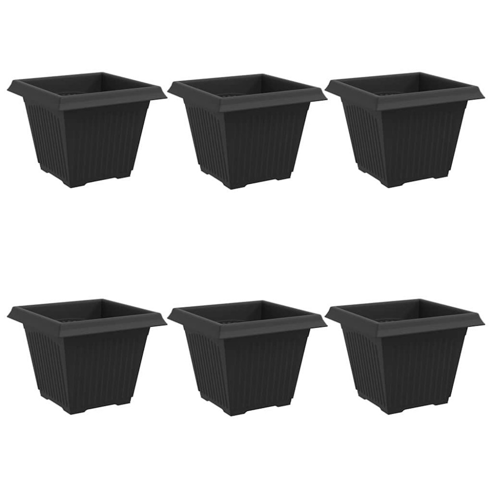 Produktbild för Kvadratisk Blomkruka 6 pcs Svart 38 x 38 x 30 cm Plast