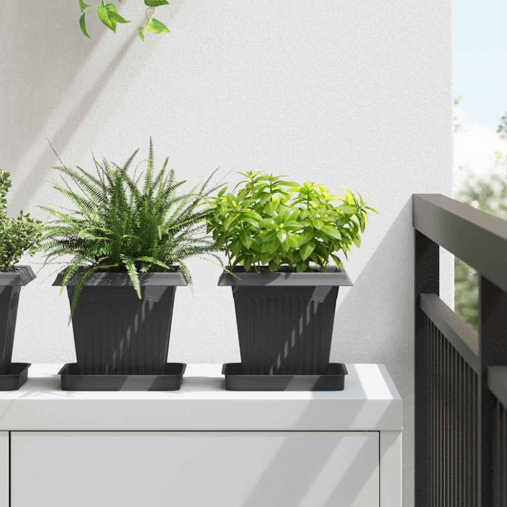 Produktbild för Kvadratisk Blomkruka 24 pcs Svart 16 x 16 x 14 cm Plast