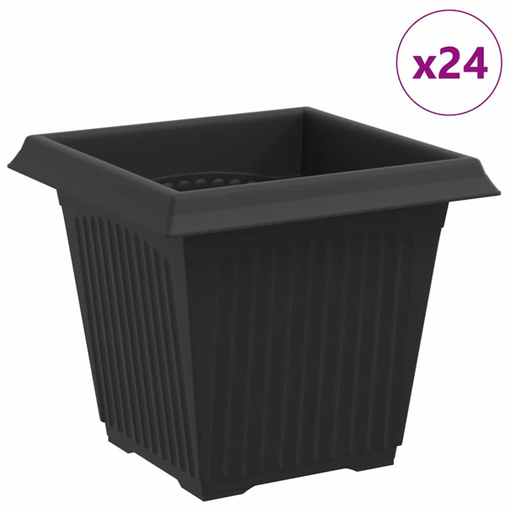 Produktbild för Kvadratisk Blomkruka 24 pcs Svart 16 x 16 x 14 cm Plast