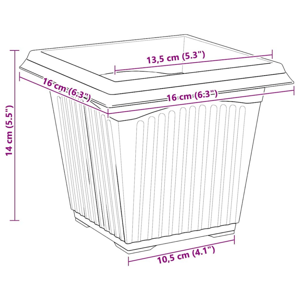 Produktbild för Kvadratisk Blomkruka 24 pcs Svart 16 x 16 x 14 cm Plast