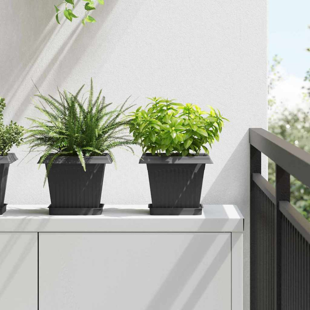Produktbild för Kvadratisk Blomkruka 24 pcs Svart 20 x 20 x 16 cm Plast