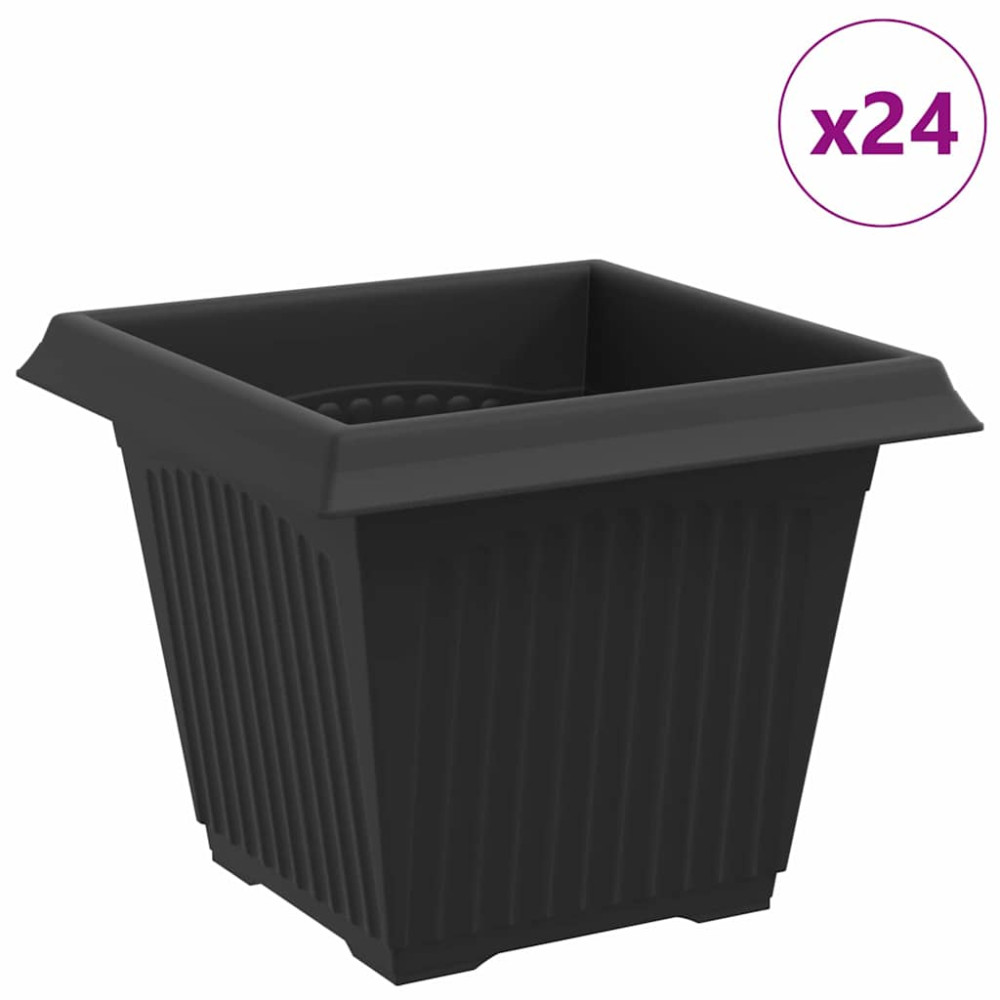 Produktbild för Kvadratisk Blomkruka 24 pcs Svart 20 x 20 x 16 cm Plast