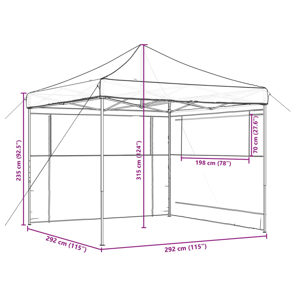 Produktbild för Partytält Brun 292 x 292 x 315 cm Oxford Tyg