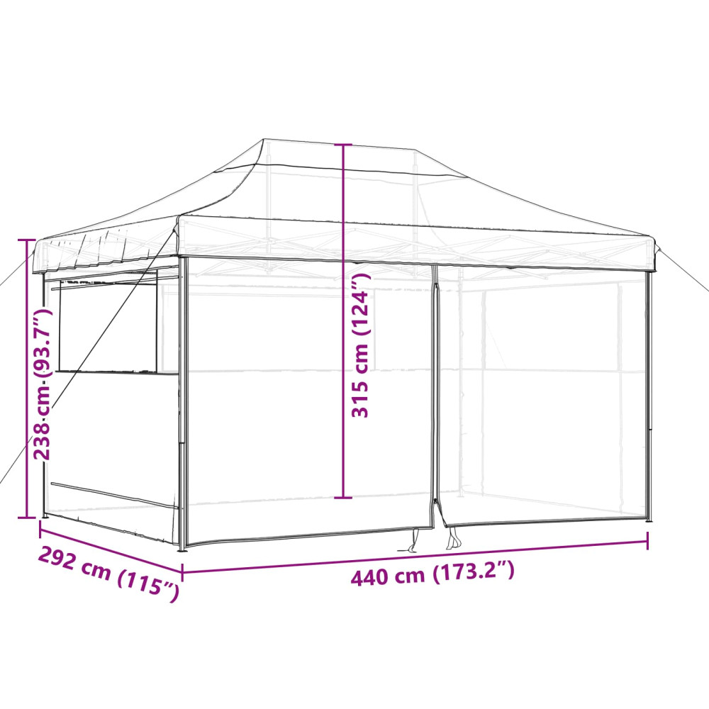 Produktbild för Partytält Svart 292 x 440 x 315 cm Oxford Tyg