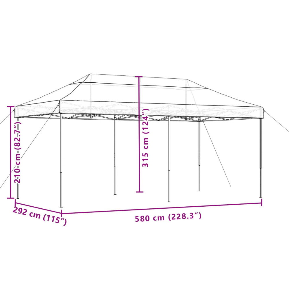 Produktbild för Partytält Svart 292 x 580 x 315 cm Oxford Tyg