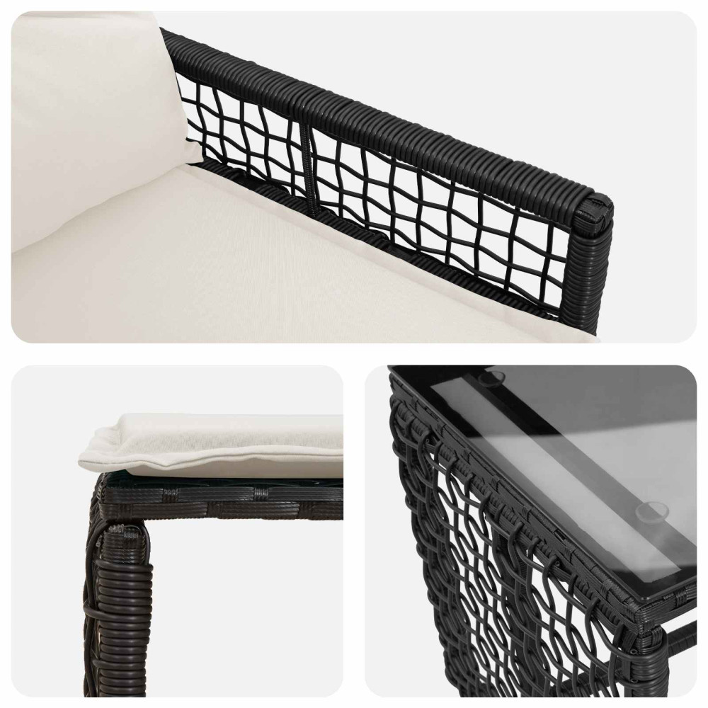 Produktbild för Utemöbelset med kudde 5 pcs Svart och Vitt