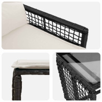 Produktbild för Utemöbelset med kudde 5 pcs Svart och Vitt