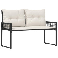 Produktbild för Utomhusbänk med kudde Svart och krämvit 118 x 55 x 82 cm