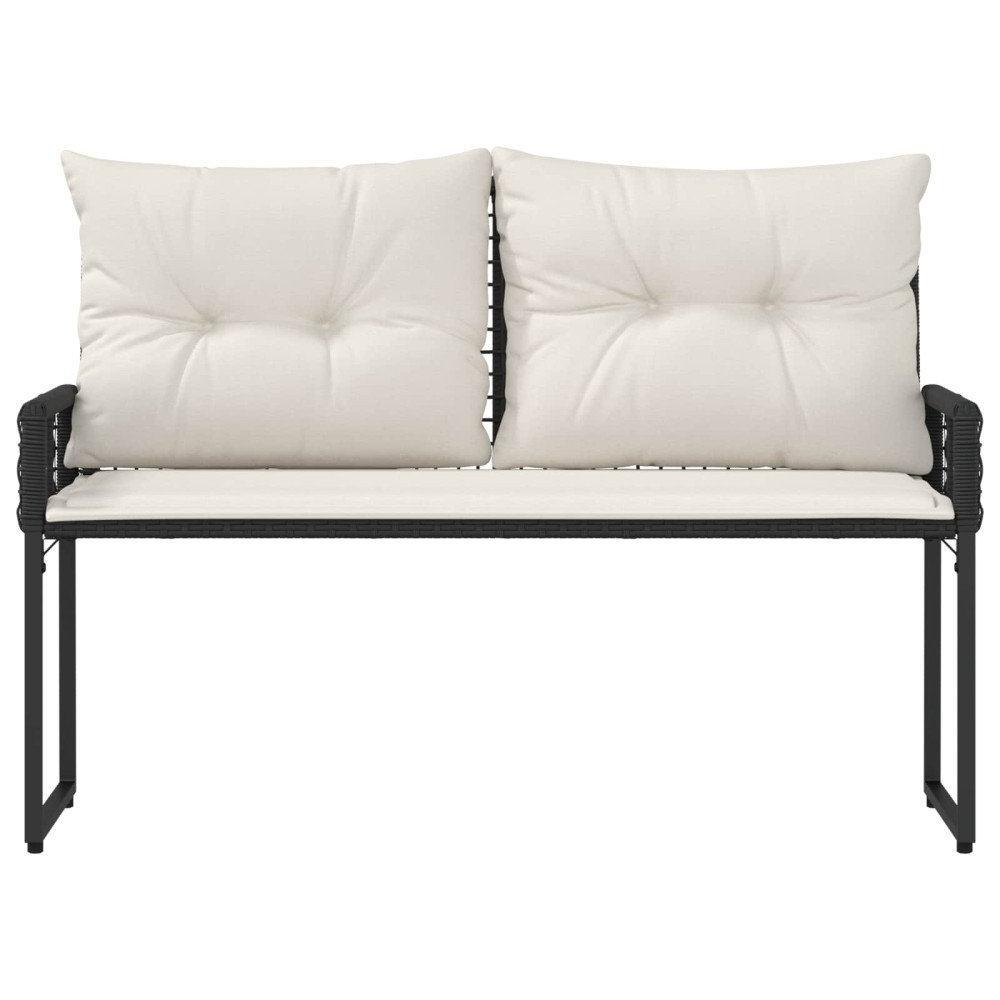 Produktbild för Utomhusbänk med kudde Svart och krämvit 118 x 55 x 82 cm