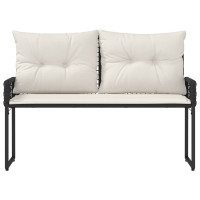 Produktbild för Utomhusbänk med kudde Svart och krämvit 118 x 55 x 82 cm