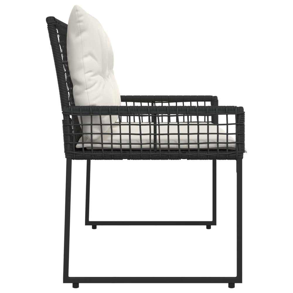 Produktbild för Utomhusbänk med kudde Svart och krämvit 118 x 55 x 82 cm