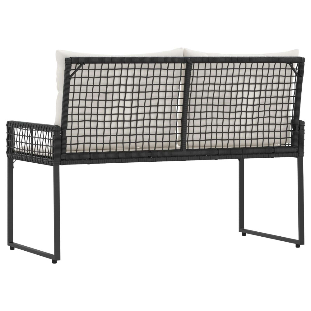 Produktbild för Utomhusbänk med kudde Svart och krämvit 118 x 55 x 82 cm