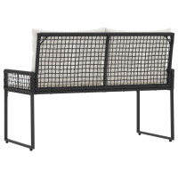 Produktbild för Utomhusbänk med kudde Svart och krämvit 118 x 55 x 82 cm