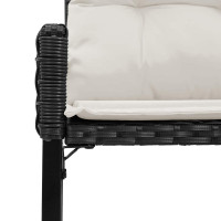 Produktbild för Utomhusbänk med kudde Svart och krämvit 118 x 55 x 82 cm