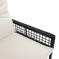 Produktbild för Utomhusbänk med kudde Svart och krämvit 118 x 55 x 82 cm