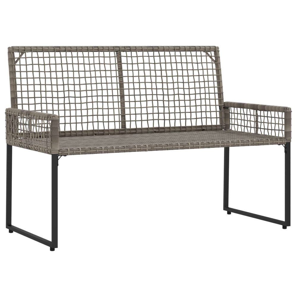 Produktbild för Utomhusbänk med kudde Grå 118 x 55 x 82 cm PE Rattan och Tyg