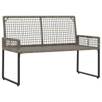 Produktbild för Utomhusbänk med kudde Grå 118 x 55 x 82 cm PE Rattan och Tyg