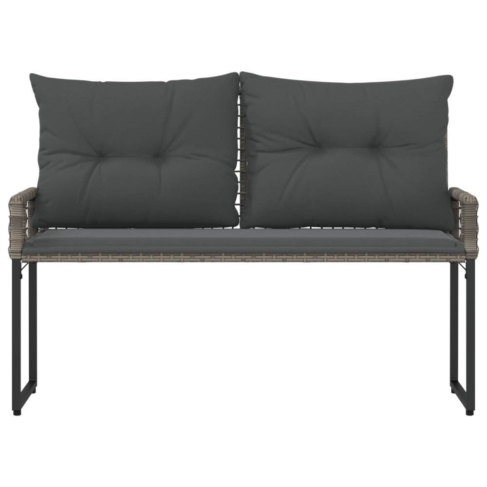 Produktbild för Utomhusbänk med kudde Grå 118 x 55 x 82 cm PE Rattan och Tyg