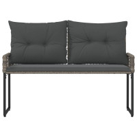 Produktbild för Utomhusbänk med kudde Grå 118 x 55 x 82 cm PE Rattan och Tyg