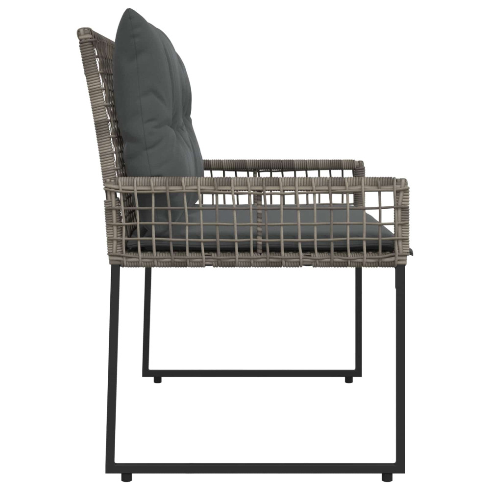 Produktbild för Utomhusbänk med kudde Grå 118 x 55 x 82 cm PE Rattan och Tyg