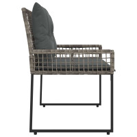Produktbild för Utomhusbänk med kudde Grå 118 x 55 x 82 cm PE Rattan och Tyg