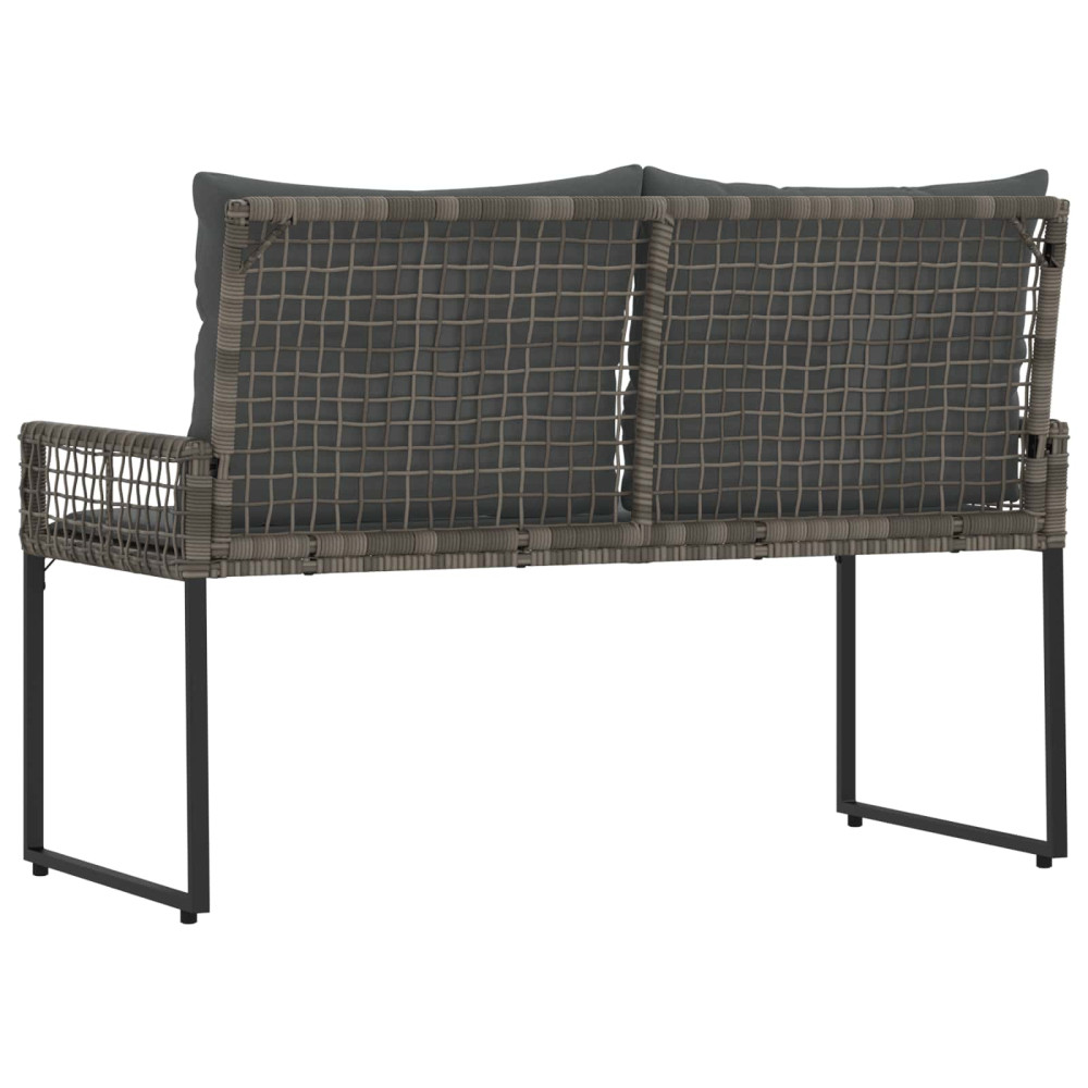 Produktbild för Utomhusbänk med kudde Grå 118 x 55 x 82 cm PE Rattan och Tyg