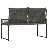 Produktbild för Utomhusbänk med kudde Grå 118 x 55 x 82 cm PE Rattan och Tyg
