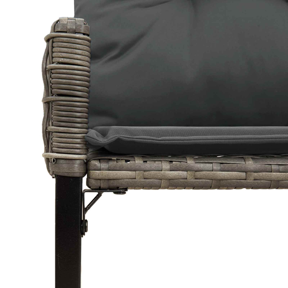 Produktbild för Utomhusbänk med kudde Grå 118 x 55 x 82 cm PE Rattan och Tyg