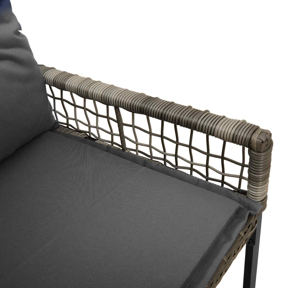 Produktbild för Utomhusbänk med kudde Grå 118 x 55 x 82 cm PE Rattan och Tyg