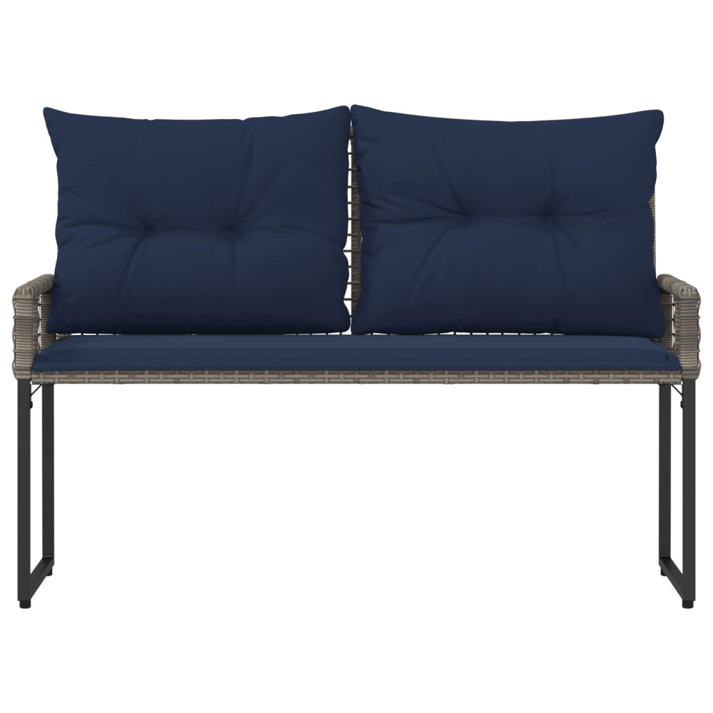 Produktbild för Utomhusbänk Grå och Marin 118 x 55 x 82 cm PE Rattan och Tyg