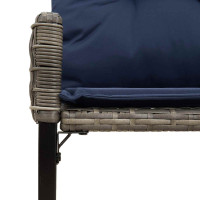 Produktbild för Utomhusbänk Grå och Marin 118 x 55 x 82 cm PE Rattan och Tyg