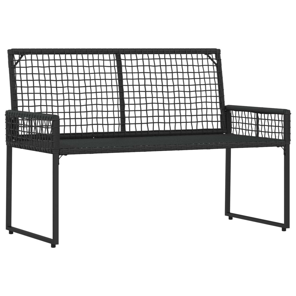 Produktbild för Utomhusbänk Svart och turkos 118 x 55 x 82 cm PE Rattan och Tyg