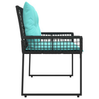 Produktbild för Utomhusbänk Svart och turkos 118 x 55 x 82 cm PE Rattan och Tyg