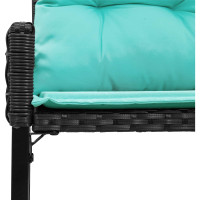 Produktbild för Utomhusbänk Svart och turkos 118 x 55 x 82 cm PE Rattan och Tyg