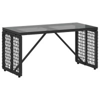 Produktbild för Utomhusbord Svart 80 x 40 x 40 cm PE Rattan och Glas