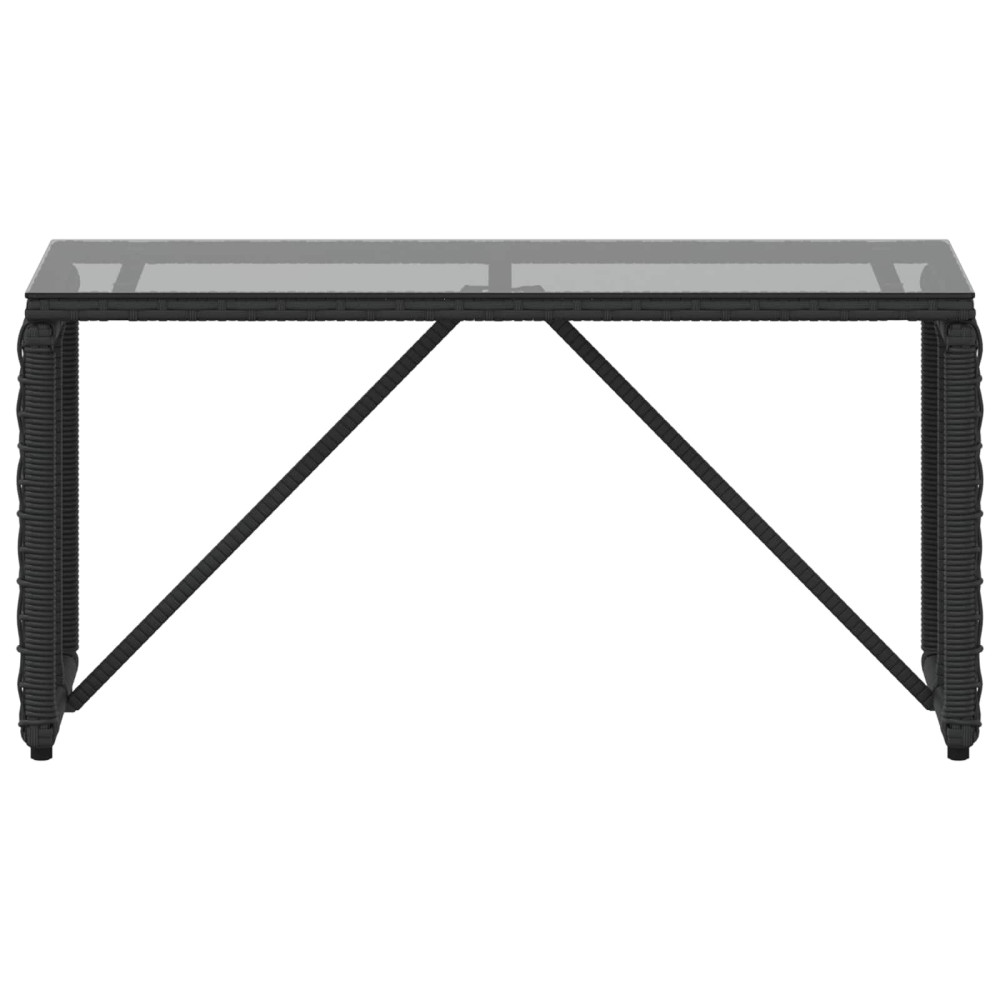 Produktbild för Utomhusbord Svart 80 x 40 x 40 cm PE Rattan och Glas