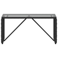 Produktbild för Utomhusbord Svart 80 x 40 x 40 cm PE Rattan och Glas