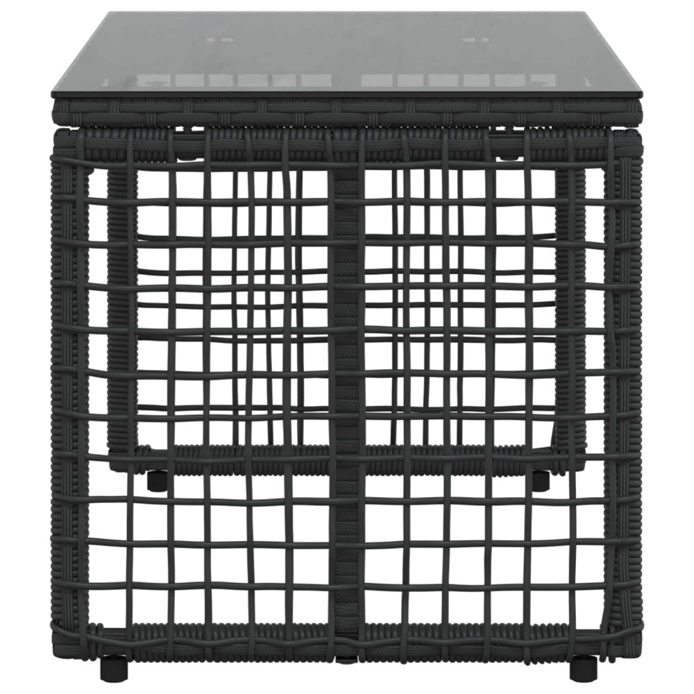 Produktbild för Utomhusbord Svart 80 x 40 x 40 cm PE Rattan och Glas