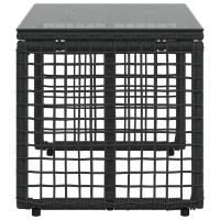 Produktbild för Utomhusbord Svart 80 x 40 x 40 cm PE Rattan och Glas