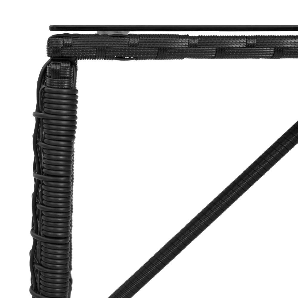 Produktbild för Utomhusbord Svart 80 x 40 x 40 cm PE Rattan och Glas