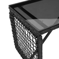 Produktbild för Utomhusbord Svart 80 x 40 x 40 cm PE Rattan och Glas