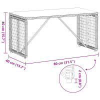 Produktbild för Utomhusbord Svart 80 x 40 x 40 cm PE Rattan och Glas