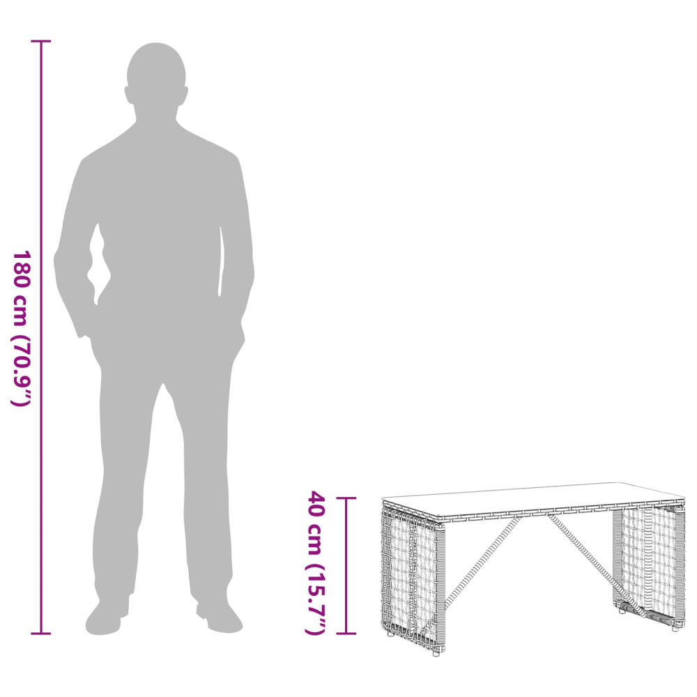 Produktbild för Utomhusbord Svart 80 x 40 x 40 cm PE Rattan och Glas