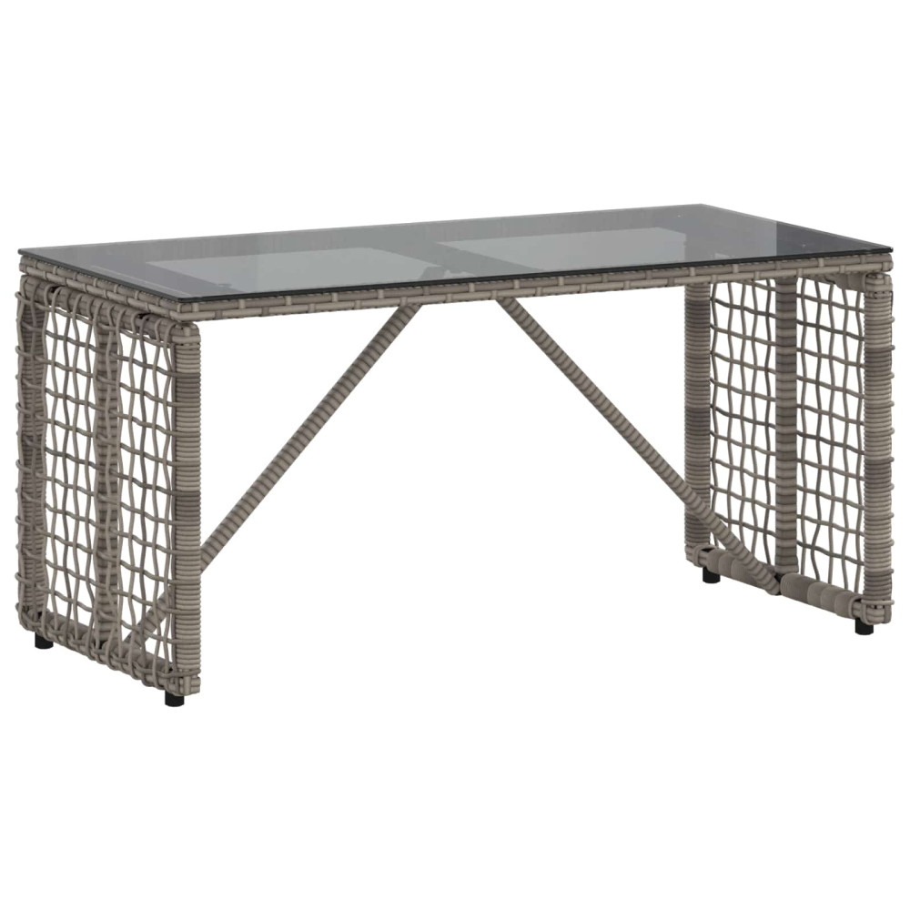 Produktbild för Utomhusbord Grå och svart 80 x 40 x 40 cm PE Rattan och Glas