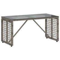 Produktbild för Utomhusbord Grå och svart 80 x 40 x 40 cm PE Rattan och Glas