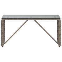 Produktbild för Utomhusbord Grå och svart 80 x 40 x 40 cm PE Rattan och Glas